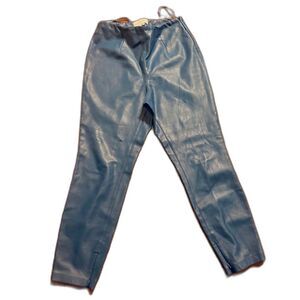 Sachin + Babi Lambskin Leather Teal High Waisted 80's style Tapered Leg Pants 6